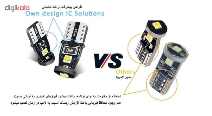لامپ ال ای دی خودرو مدل T10 بسته دو عددی