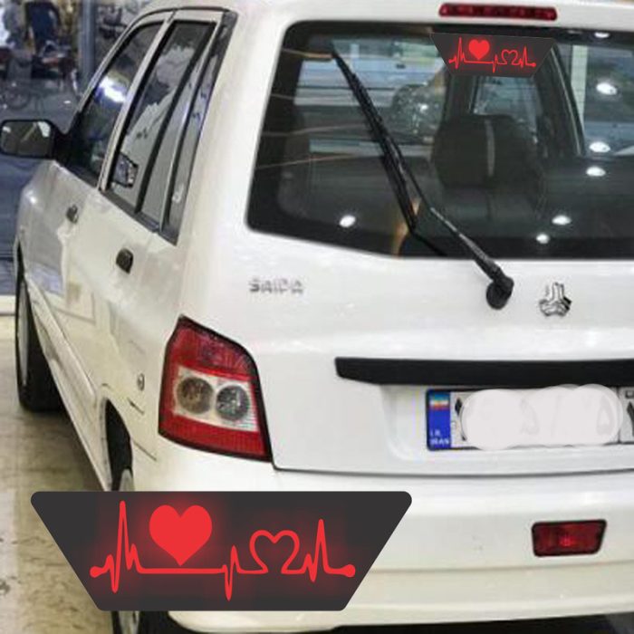 آرم شیشه عقب خودرو طرح ضربان قلب مدلا LED RR چراغدار