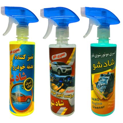 پک تمیز کننده خودرو شادشو مدل نانو حجم 1500 میلی لیتر مجموعه 3 عددی